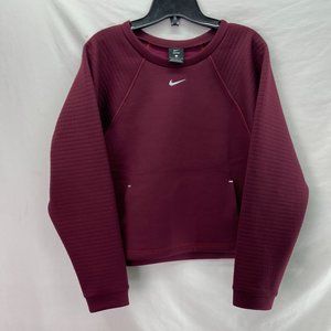 Nike Center Swoosh Boxy Polyester Crewneck Top Burgundy - Size L